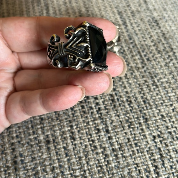 Lot of four men’s rings. Vintage silver and silver tone. - Picture 2 of 9